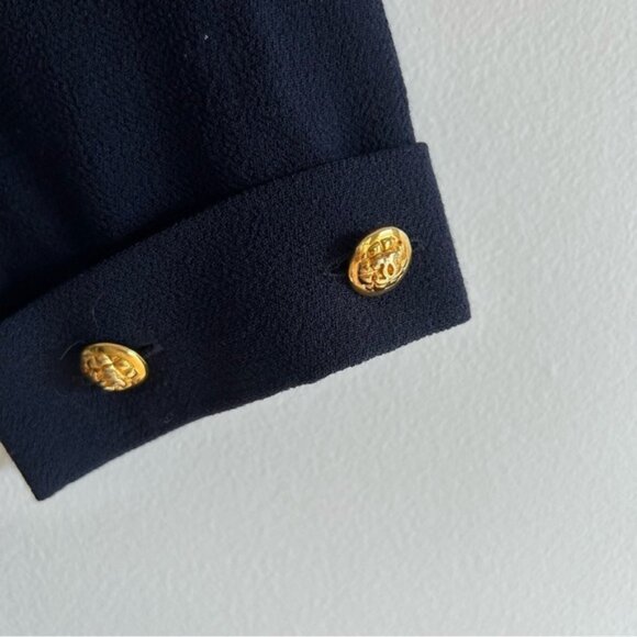 Vintage Chanel 80's Navy Maxi Pleated Dress Size 42 - Picture 3 of 13